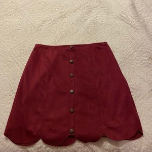 Lauren Conrad Burgundy Button Skirt